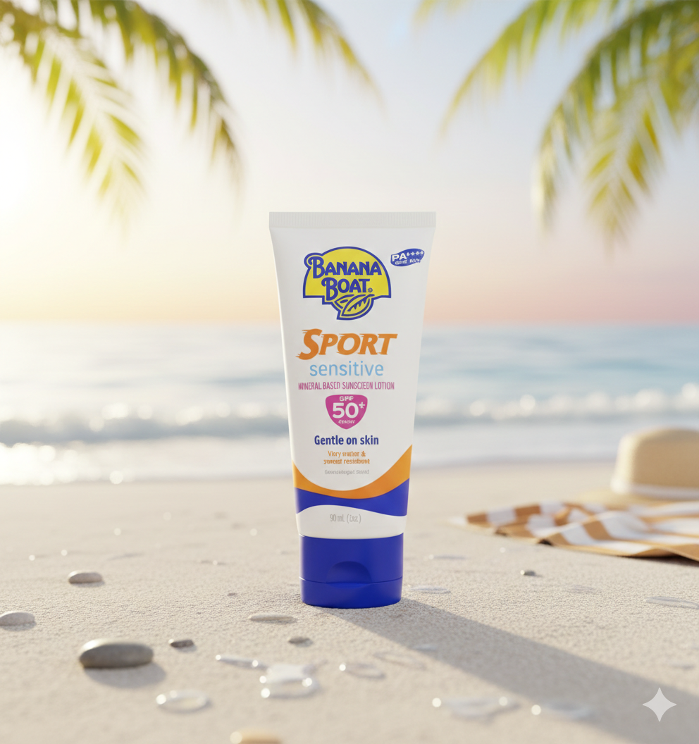 Banana Boat Sport Sensitive Mineral Based Sunscreen Lotion SPF 50+ (90 mL)