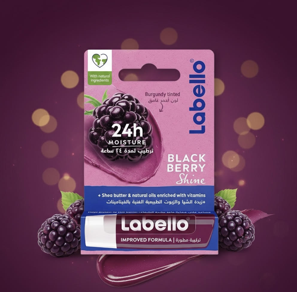 Labello Black Berry Shine: 24h Moisture & Burgundy Tint (4.8g)